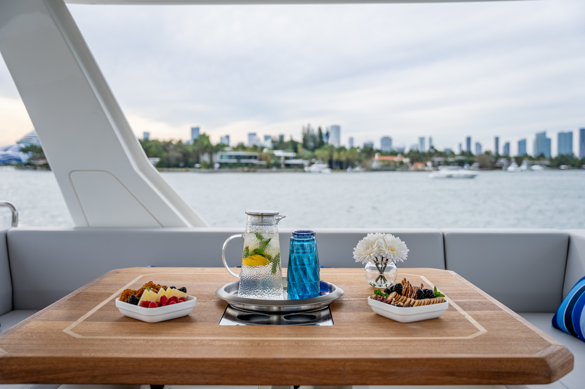 Leopard Cat aft deck table setting